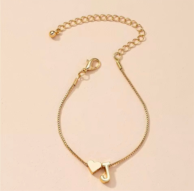 Heart & Initial Bracelet