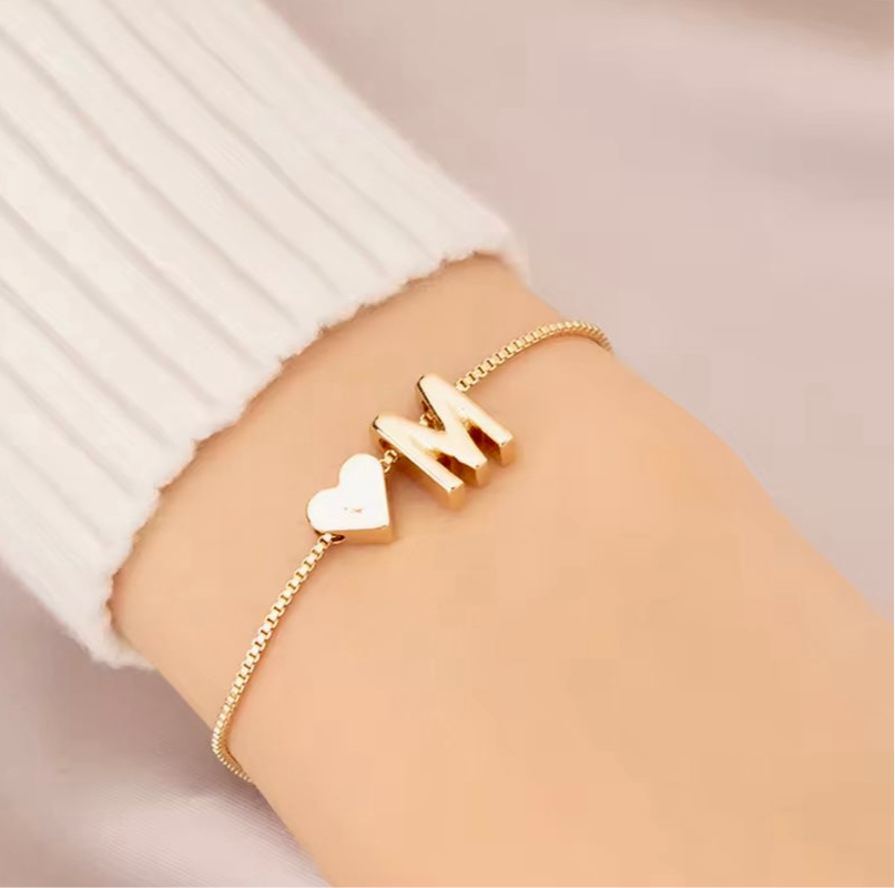 Heart & Initial Bracelet
